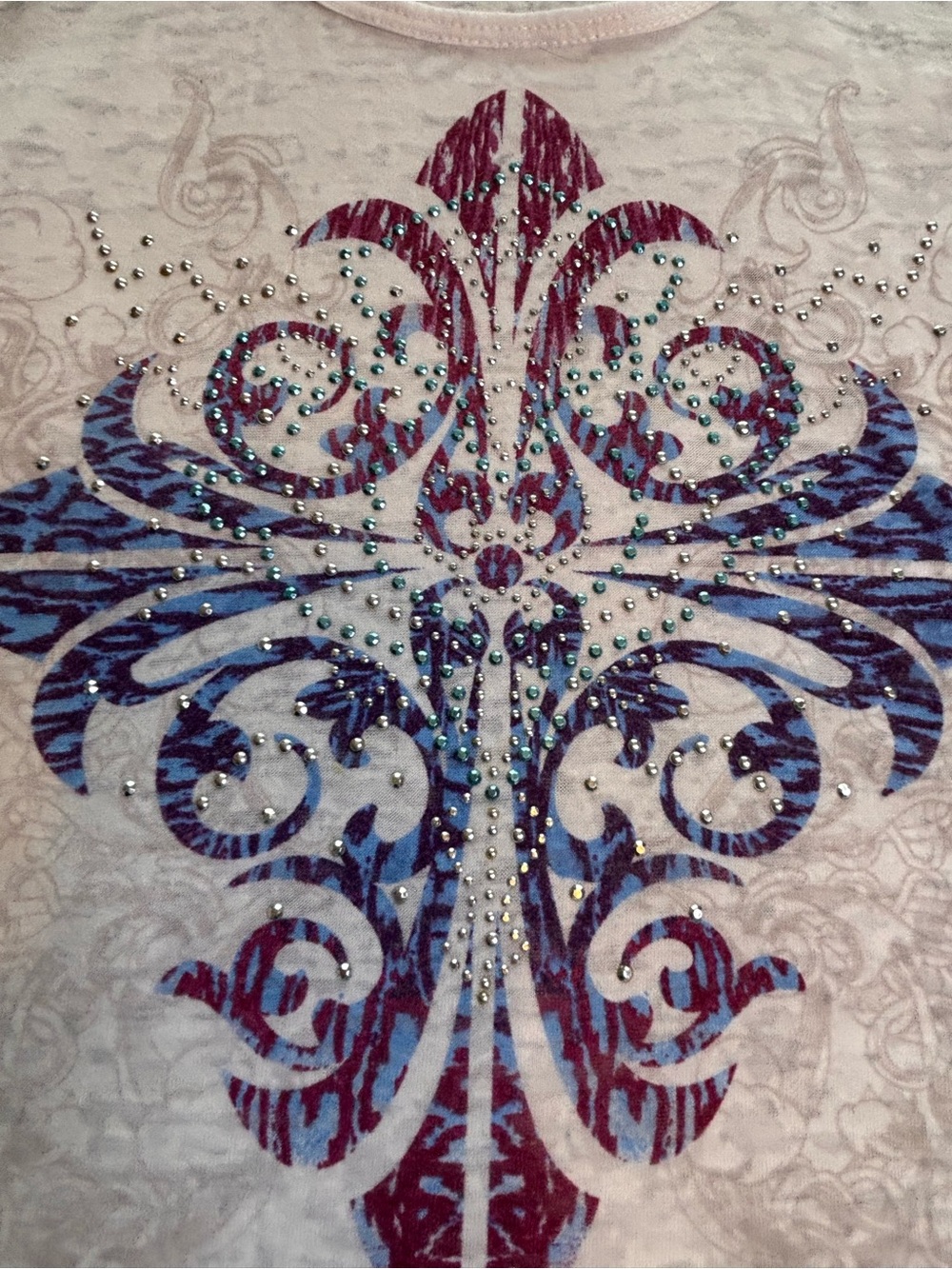Wrangler White Racerback Tank with Blue & Purple Ornamental Graphic - Picture 3 of 5